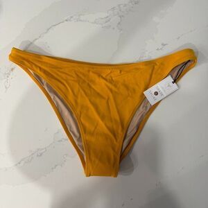 Shade & Shore Women's High Leg Extra Cheeky Yellow Gold Bikini Bottom NWT XL